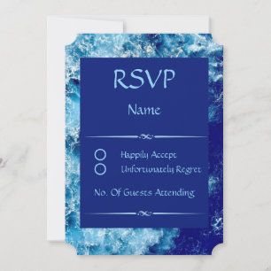 Blue Ocean Water Wedding Ticket RSVP Card