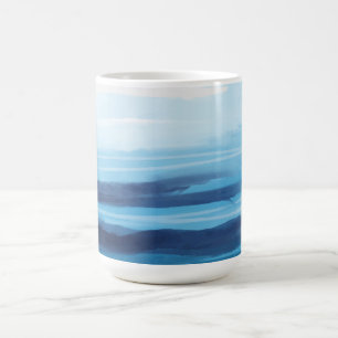 Blue Ocean Watercolor Abstract Sea Monogram Coffee Mug