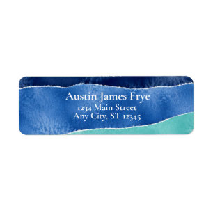 Blue Ocean Watercolor Personalised Return Address
