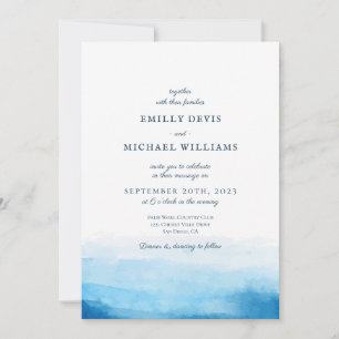 Blue Ocean Watercolor Wedding Invitation