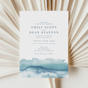Blue Ocean Watercolor Wedding Invitation