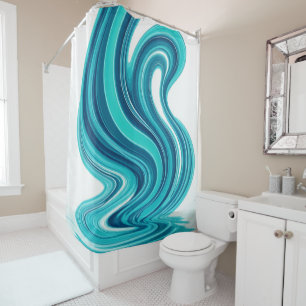 Blue Ocean Wave Shower Curtain – Modern Bathroom
