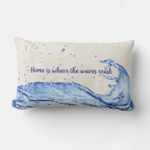 blue ocean wave splash lumbar cushion