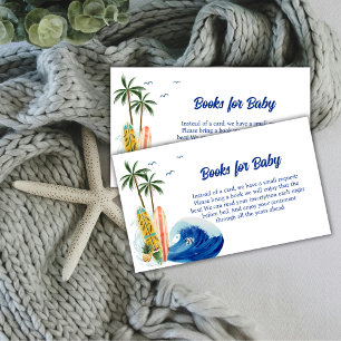 Blue Ocean Wave Surfboard Books For Baby Shower  Enclosure Card