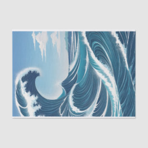 Blue Ocean Wave With Blue Sky White Cloud Tissue Paper