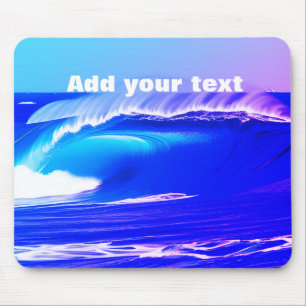 Blue ocean waves add your text pink water ai art mouse mat