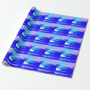 Blue ocean waves add your text pink water ai art wrapping paper