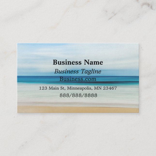 Blue Ocean Waves and Sandy Shore Simple Business Business Card (Front)