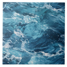 Blue Ocean Waves and Sea Foam Illustration