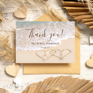 Blue Ocean Waves Beach Wedding Thank You Card