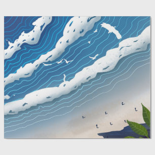 Blue Ocean Waves Canvas Art Wrapping Paper