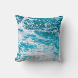 Blue Ocean Waves Cushion