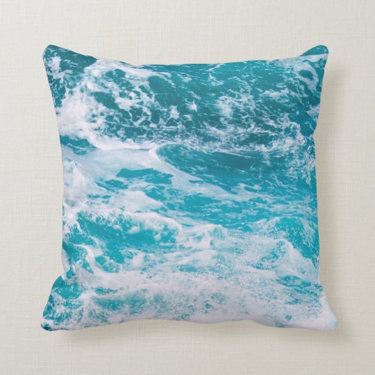 Blue Ocean Waves Cushion Zazzle.co.uk