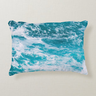 Blue Ocean Waves Decorative Cushion