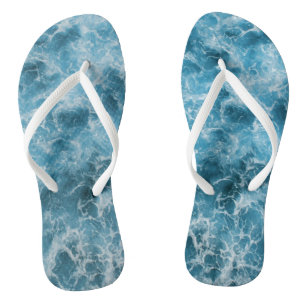 Blue Ocean Waves Flip Flops