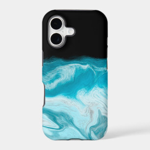 Blue Ocean Waves Fluid Art
