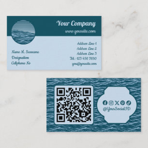 Blue Ocean Waves Icon Business Card