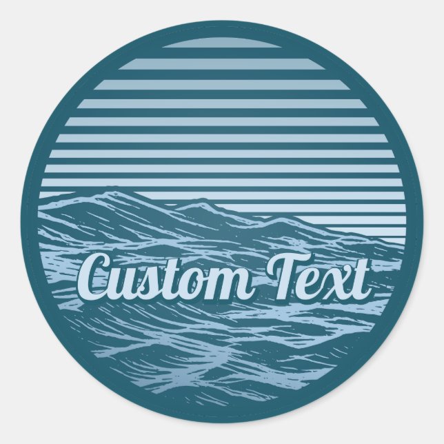 Blue Ocean Waves Icon Classic Round Sticker (Front)