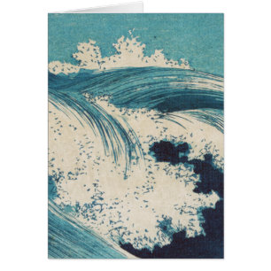 Blue Ocean Waves Japanese Woodcut