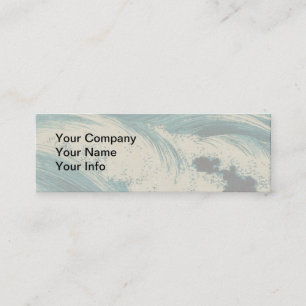 Blue Ocean Waves Japanese Woodcut  Mini Business Card