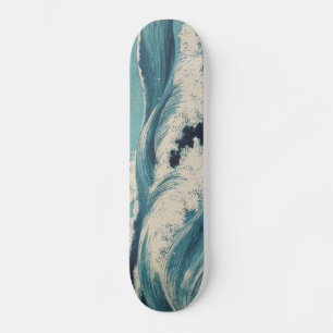 Blue Ocean Waves Japanese Woodcut  Skateboard