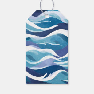 Blue Ocean Waves   Modern Simplistic Watercolor  Gift Tags