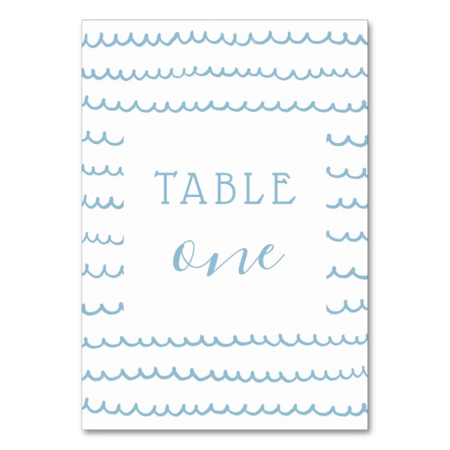 Blue Ocean Waves Nautical Baby Boy or Kid Birthday Table Number (Back)
