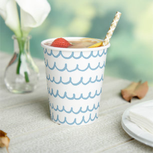 Blue ocean waves. Nautical pattern boy birthday Paper Cups