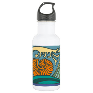 Blue Ocean Waves Nautilus Seashell Pattern Nouveau 532 Ml Water Bottle