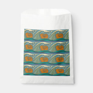 Blue Ocean Waves Nautilus Seashell Pattern Nouveau Favour Bags