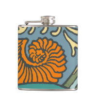 Blue Ocean Waves Nautilus Seashell Pattern Nouveau
