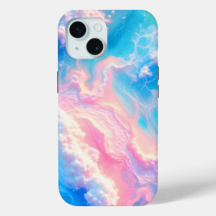 Blue Ocean Waves Pink Summer Sea Beach Turquoise iPhone 15 Case