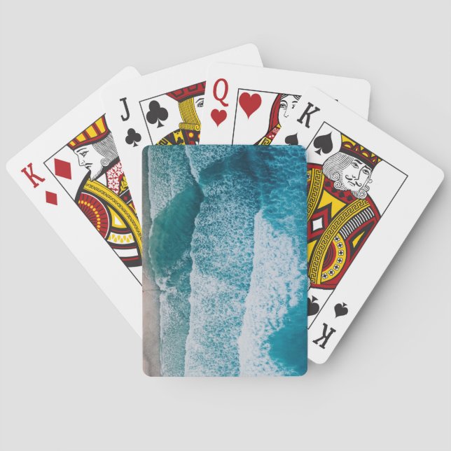 Blue Ocean Waves Sandy Beach Playing Cards (Back)