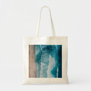 Blue Ocean Waves Sandy Beach Tote Bag