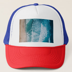 Blue Ocean Waves Sandy Beach Trucker Hat