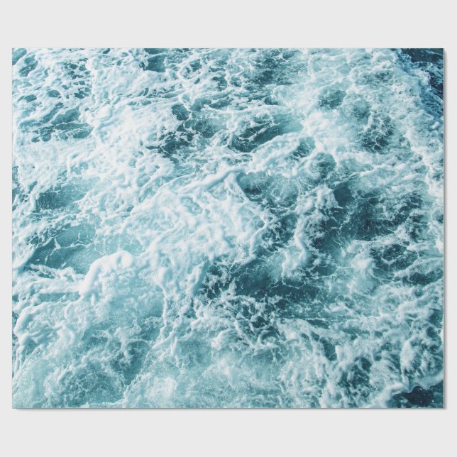Blue Ocean Waves Texture Wrapping Paper (Flat)