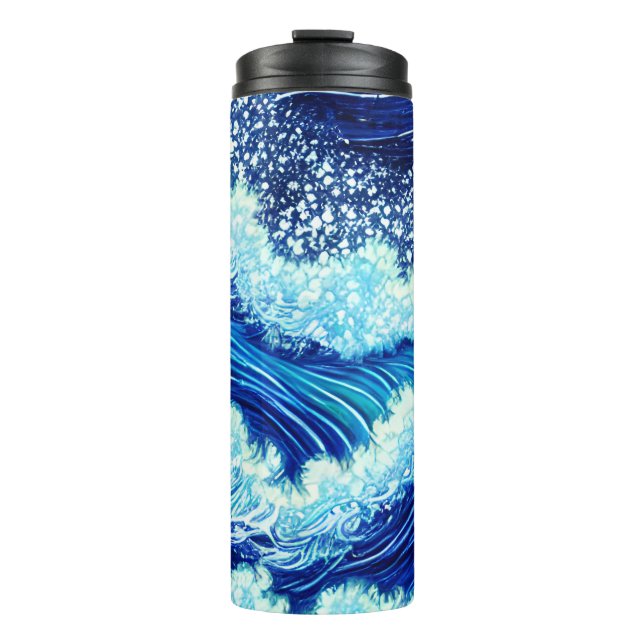 Blue Ocean Waves Thermal Tumbler (Front)