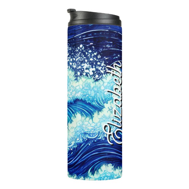 Blue Ocean Waves Thermal Tumbler (Rotated Right)