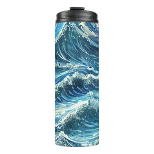 Blue Ocean Waves Thermal Tumbler