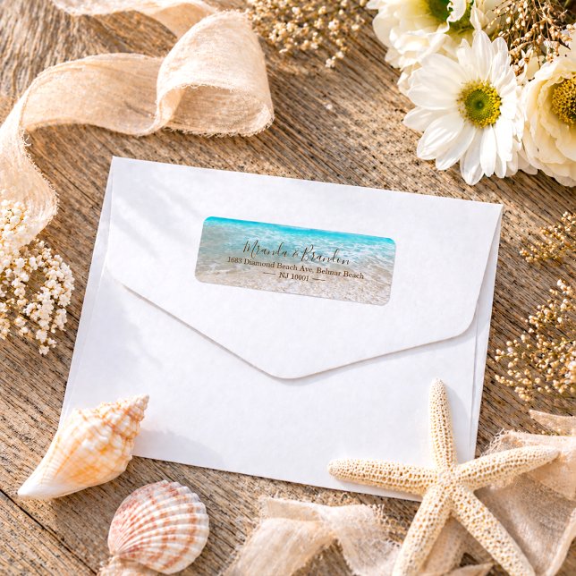 Blue Ocean Waves Tropical Beach Wedding Address (Creator Uploaded)
