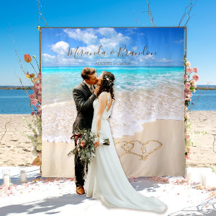 Blue Ocean Waves Tropical Beach Wedding Backdrop Tapestry