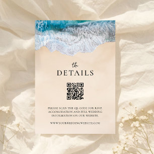 Blue Ocean Waves Tropical Beach Wedding Enclosure Card