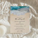 Blue Ocean Waves Tropical Beach Wedding Invitation<br><div class="desc">Summer wedding invitation featuring blue ocean waves design. Add your wedding details in elegant modern typography on an illustrative beach scene.</div>