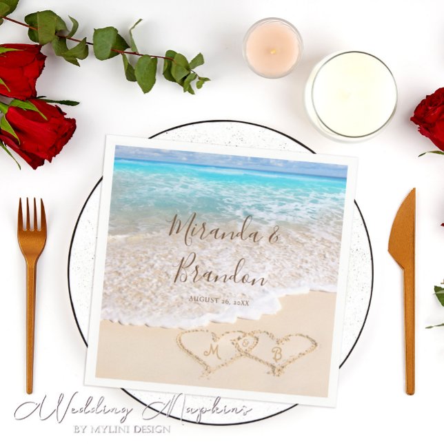Blue Ocean Waves Tropical Beach Wedding Napkin (Creator Uploaded)