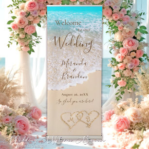 Blue Ocean Waves Tropical Beach Wedding Retractable Banner