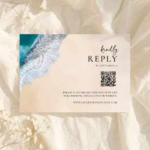 Blue Ocean Waves Tropical Beach Wedding RSVP Card