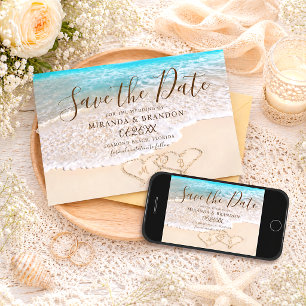 Blue Ocean Waves Tropical Beach Wedding Save The Date