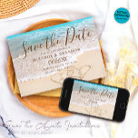 Blue Ocean Waves Tropical Beach Wedding Save The Date<br><div class="desc">Experience the serene beauty and tranquil waters with our Custom Blue Ocean Waves Tropical Beach Wedding Save the Date. Designed with love by Mylini Design, this exclusive save the date will set the perfect tone for your beach-themed nuptials. Featuring an exquisite rendering of blue ocean waves washing upon a sandy...</div>