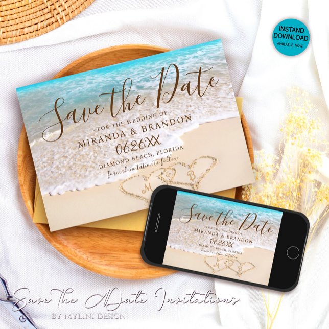 Blue Ocean Waves Tropical Beach Wedding Save The Date (Creator Uploaded)