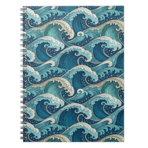 Blue Ocean Waves Tropical Summer Design Pattern Notebook